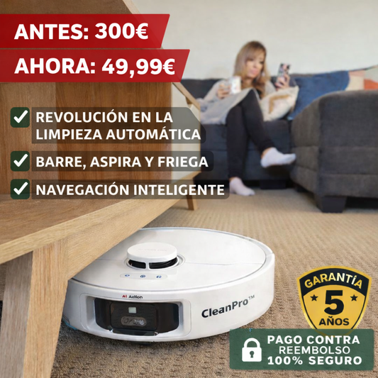 CleanPro™ - El Robot 3 en 1 que lo cambia todo, limpia, barre y friega por ti, cuida tu hogar sin tener que levantarte (30 días de prueba + Garantía 5 años + Regalo HOY))
