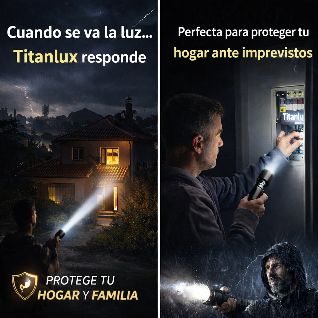 1+1 GRATIS HOY l TitanLux™ Kit Linterna Táctica Profesional - Ideal para Apagones, Emergencias y Protección del Hogar