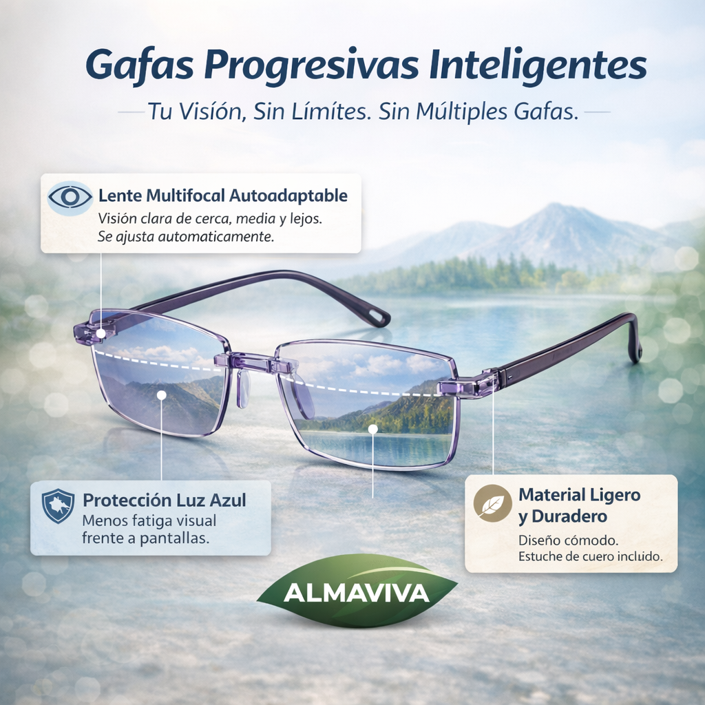 2X1 HOY l Las Únicas Gafas Autograduables Inteligentes Ray™ (Visión clara de cerca, intermedia y lejos en una sola gafa) l Protección Luz Azul y Rayos UV + Funda de cuero GRATIS l 30 días de prueba garantizada