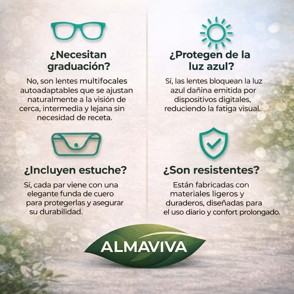 2X1 HOY l Las Únicas Gafas Autograduables Inteligentes Ray™ (Visión clara de cerca, intermedia y lejos en una sola gafa) l Protección Luz Azul y Rayos UV + Funda de cuero GRATIS l 30 días de prueba garantizada
