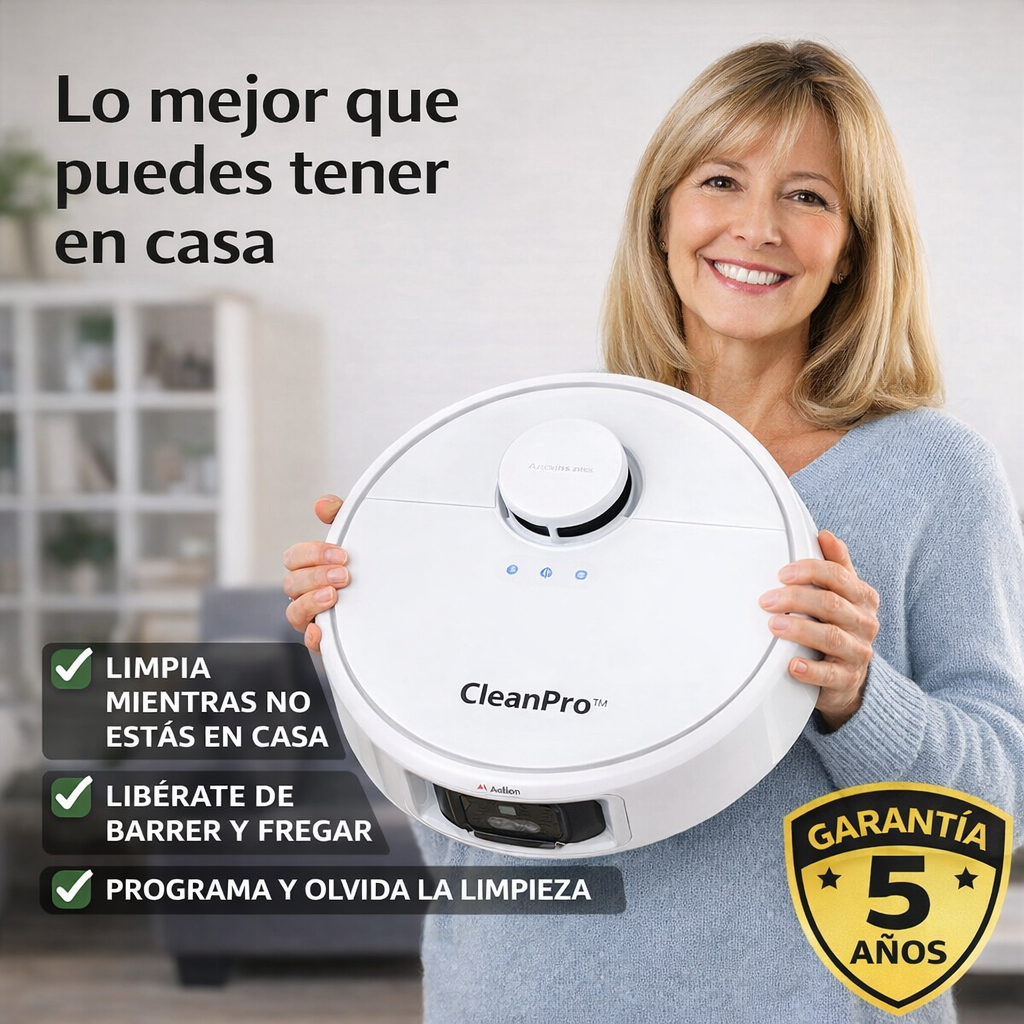 CleanPro™ - El Robot 3 en 1 que lo cambia todo, limpia, barre y friega por ti, cuida tu hogar sin tener que levantarte (30 días de prueba + Garantía 5 años + Regalo HOY))