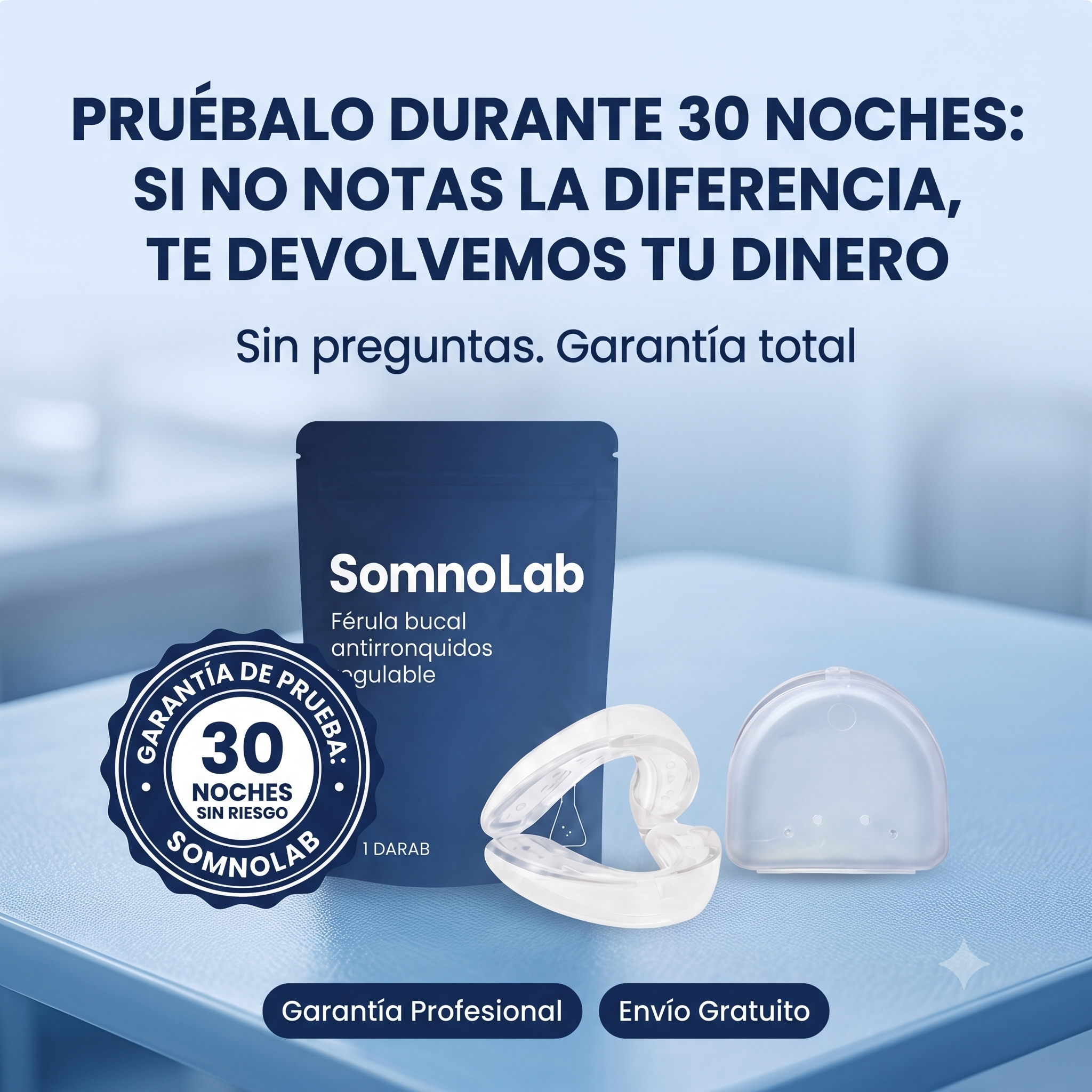 Elimina los ronquidos desde la primera noche – SomnoLab (+ ESTUCHE HIGIÉNICO PROTECTOR DE REGALO)