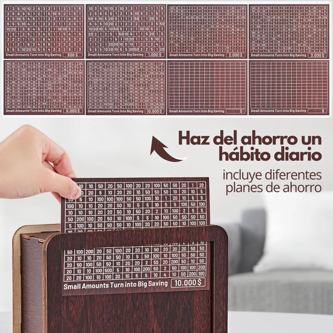 AhorraFácil™ - Hucha de Madera con Contador